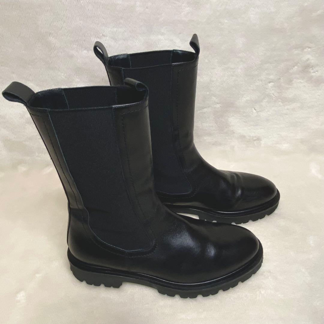 パスクッチ イエナ別注 サイドゴアブーツ 37 厚底 本革 軽量 黒