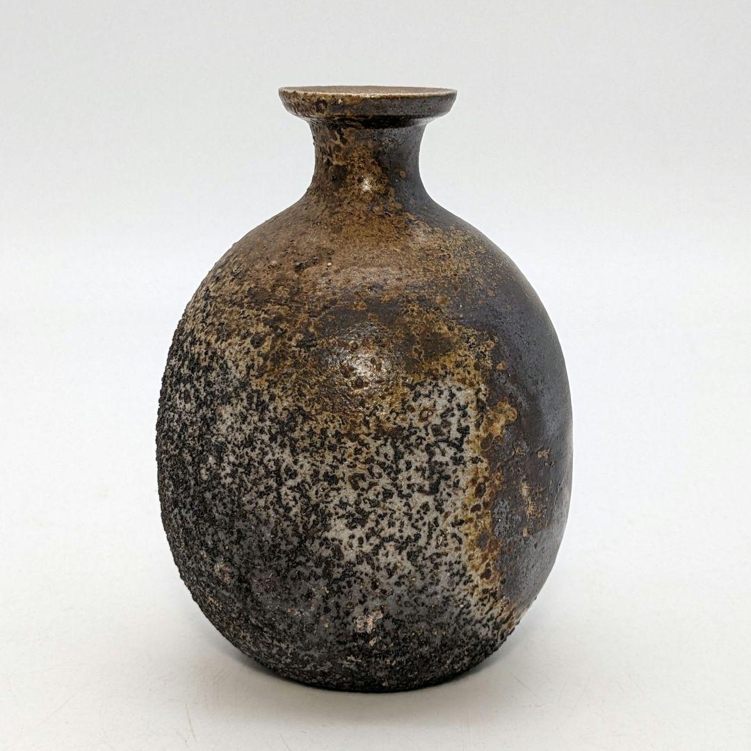 藤本道生 備前焼 ゴマ窯変徳利&虹彩ぐい呑 共箱共布 酒器 とっくり