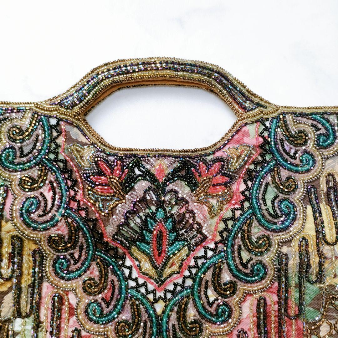 美品】Lumy ルミー はしもと ビーズ バッグ クラッチ 皇室御用達