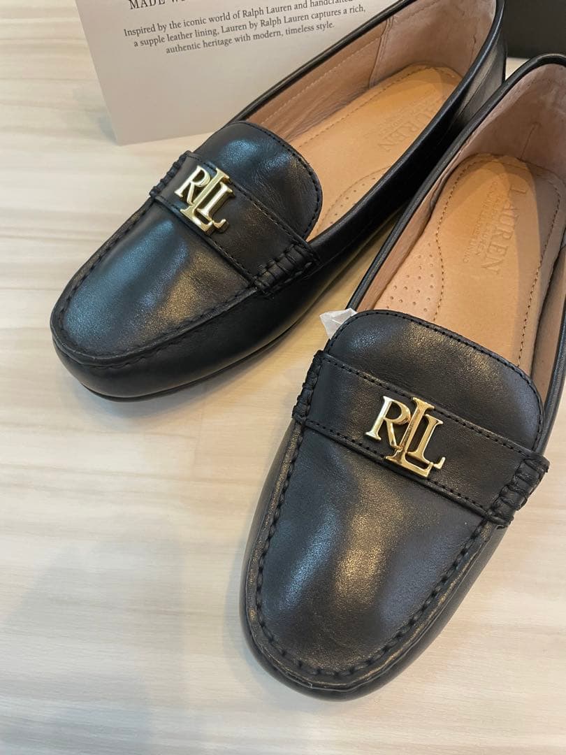 一度使用のみ 完売ラルフローレンローファーブラック23.5cm37