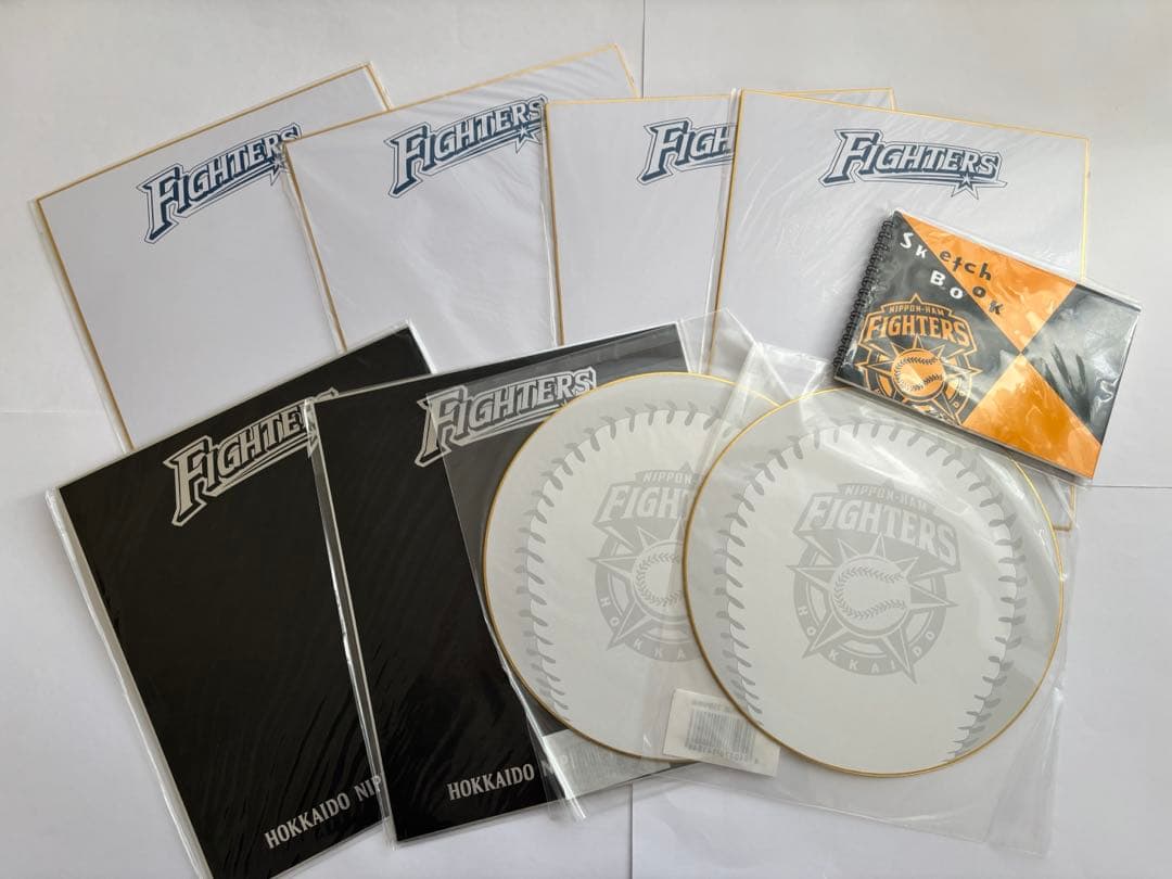 北海道日本ハムファイターズ サイン色紙 無地とスケッチブックのセット