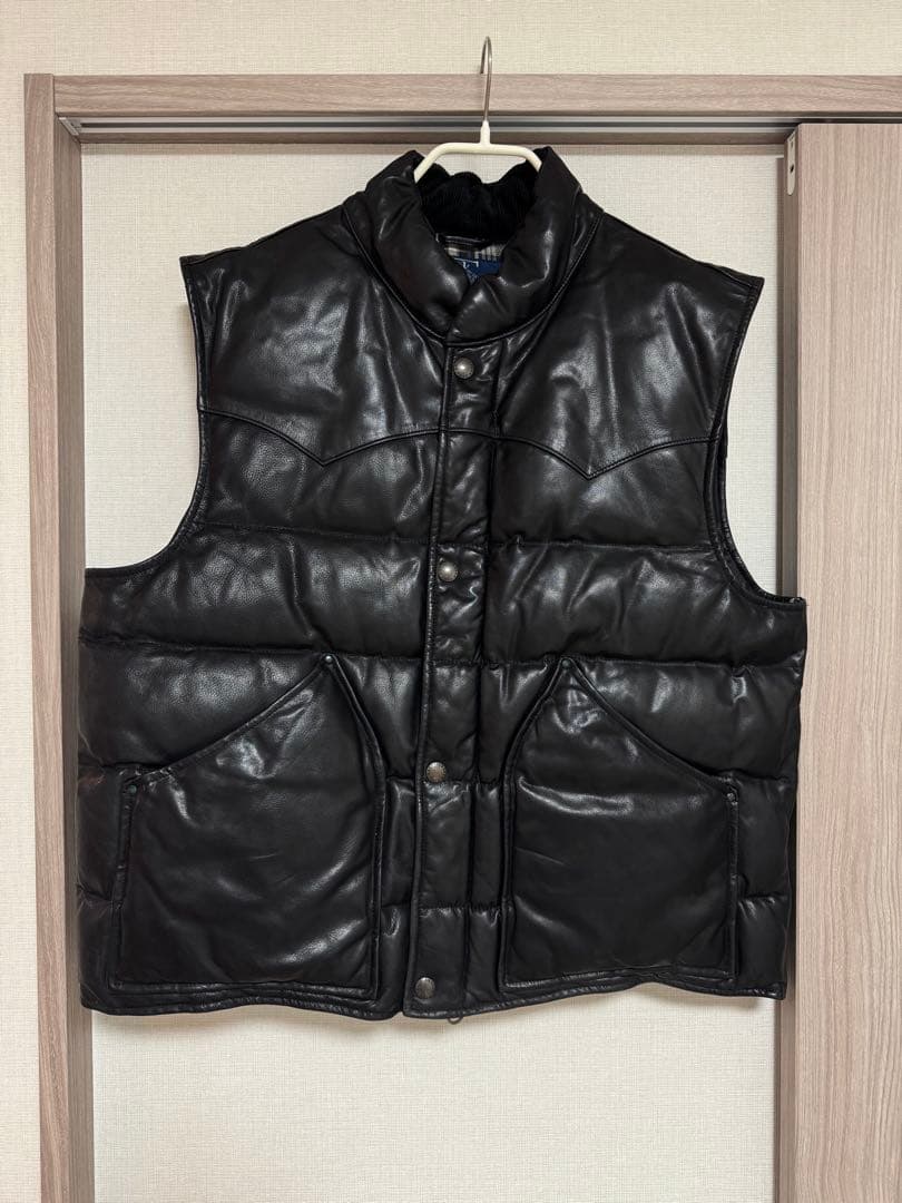 こ*ー様 Ralph Lauren ラルフローレン レザーダウンベスト 黒 - メルカリ