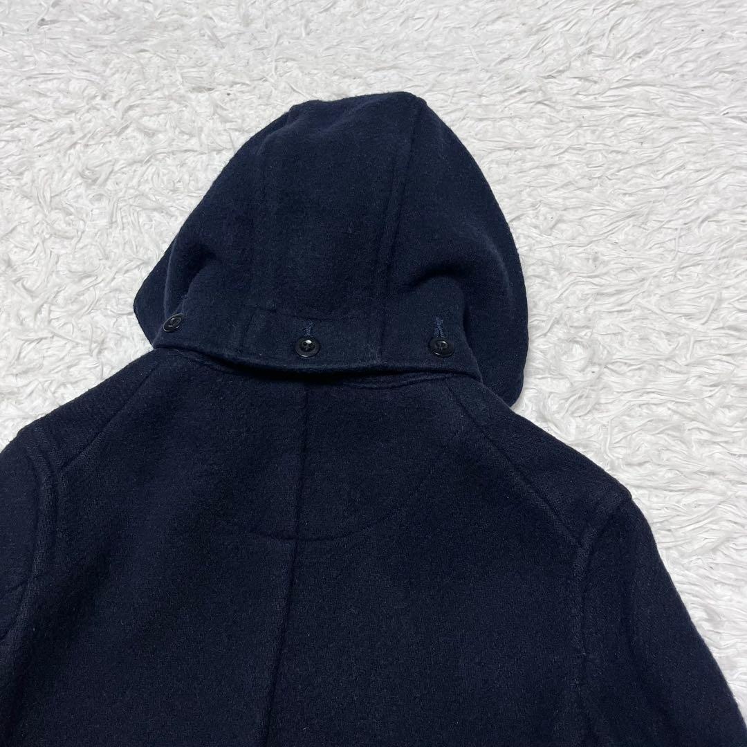 DANTON ウールモッサフード付きコート ミドル丈 ネイビー 34 - メルカリ