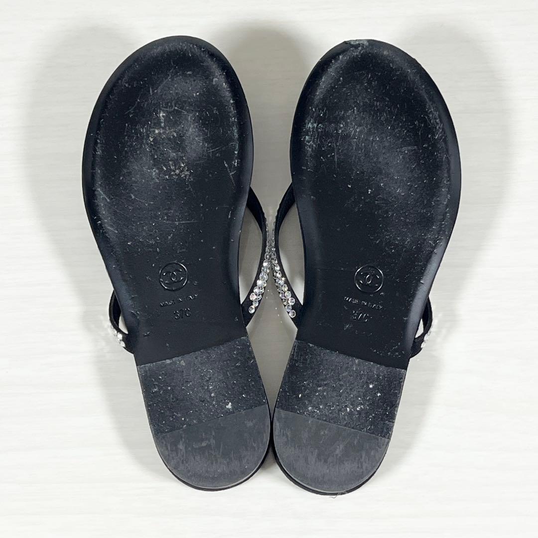 CHANEL サンダル ココマーク ラインストーン 37 23.5cm 箱袋付