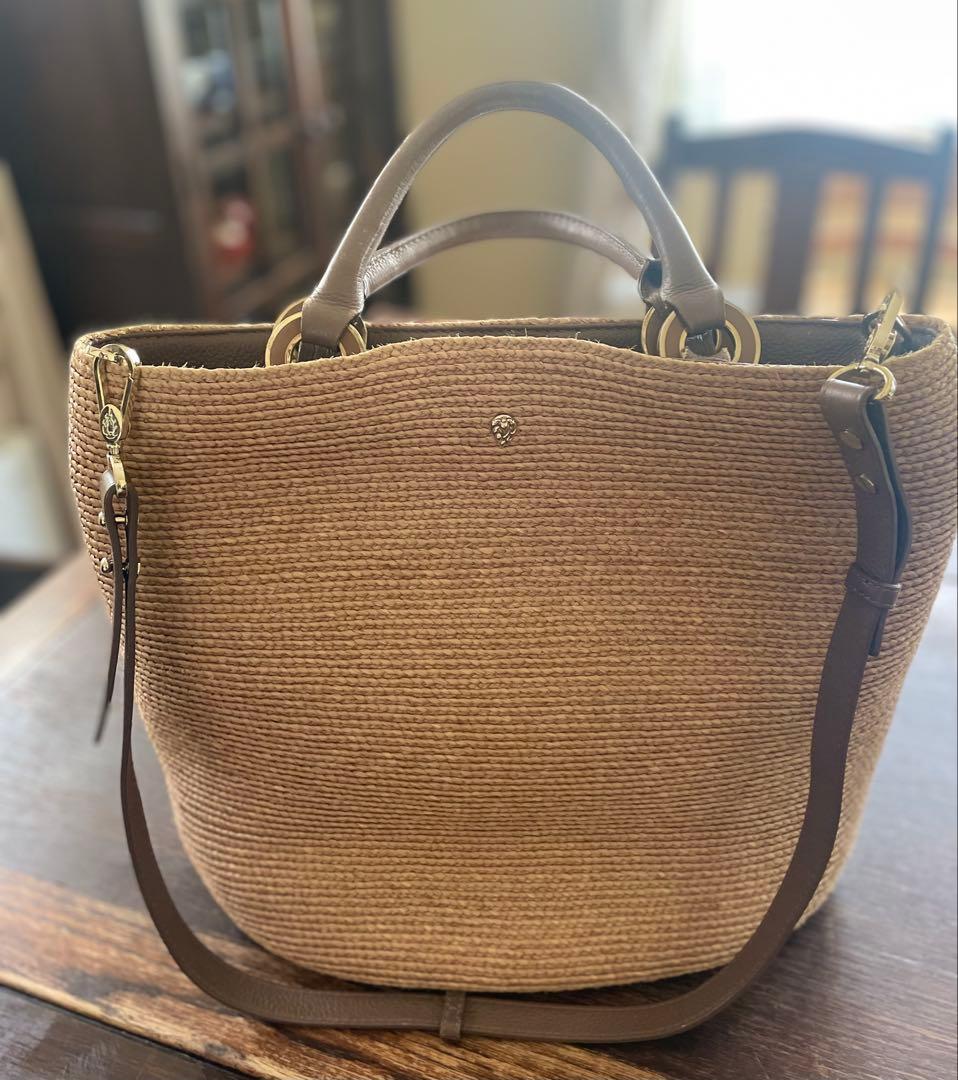 ヘレンカミンスキー　レザーハンドル　ラフィア ショルダーバッグ　ベージュ 楽天市場】HELEN KAMINSKI ヘレンカミンスキー かごバッグ NISIDA