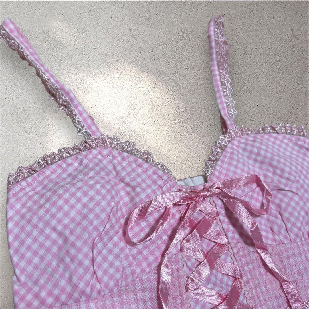 タグ付き】TRALALA/トゥララ キャミワンピ チェック ピンク 【タグ付き