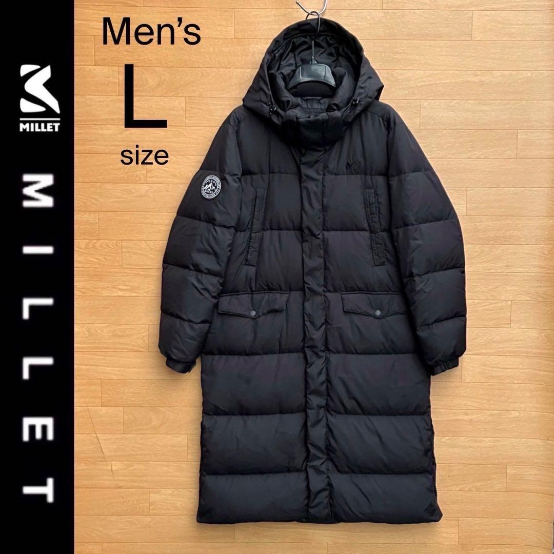 美品 L ミレー ダウンコート ロングダウンジャケット 黒 ダウン ベンチ