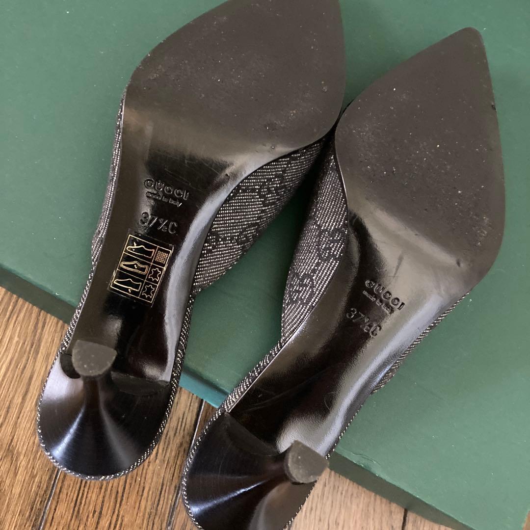 GUCCI ポインテッドトゥヒール ブラック・グレー イタリア製