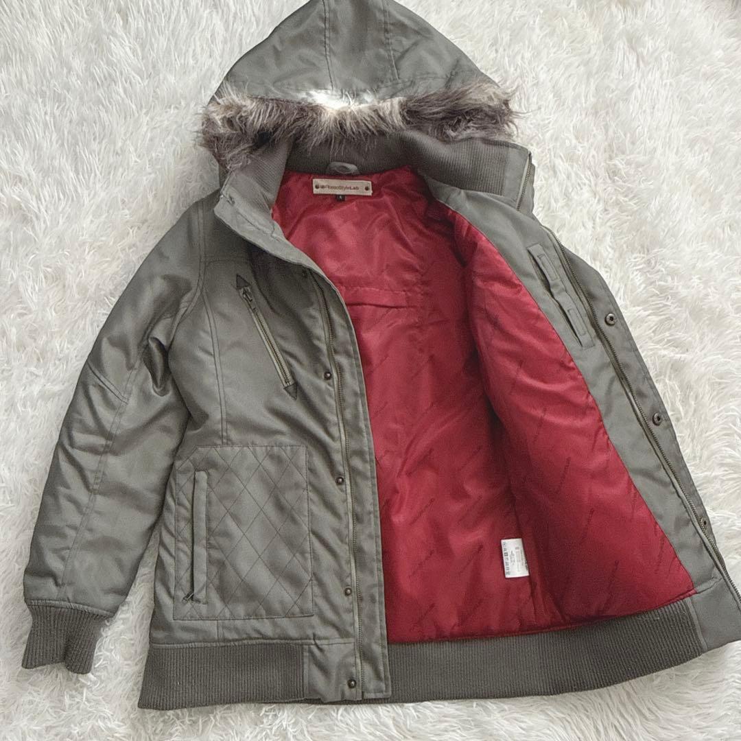 Rosso StyleLab ファー付き レディースL ジャケット カーキ