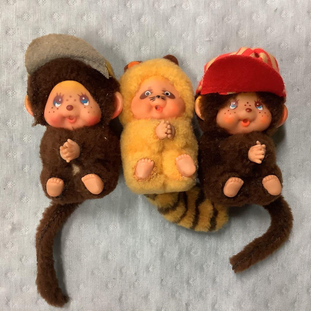 昭和レトロ、当時物】70年代 セキグチ モンチッチ クリップ人形 3体