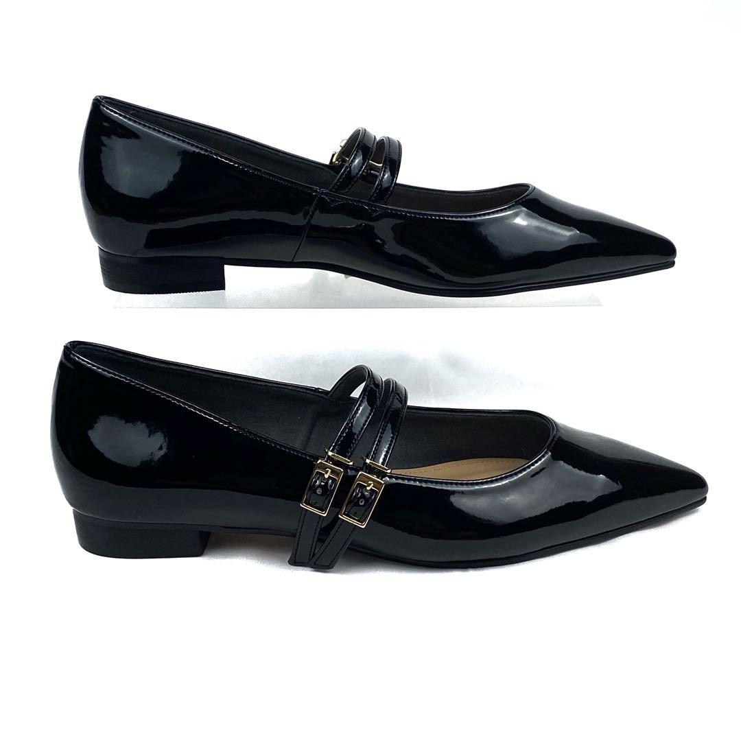 ✨新品同様✨OHGA オーガ　23.5cm ストラップ　フラットパンプス　黒