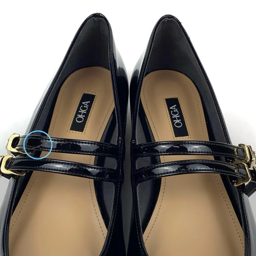 ✨新品同様✨OHGA オーガ　23.5cm ストラップ　フラットパンプス　黒