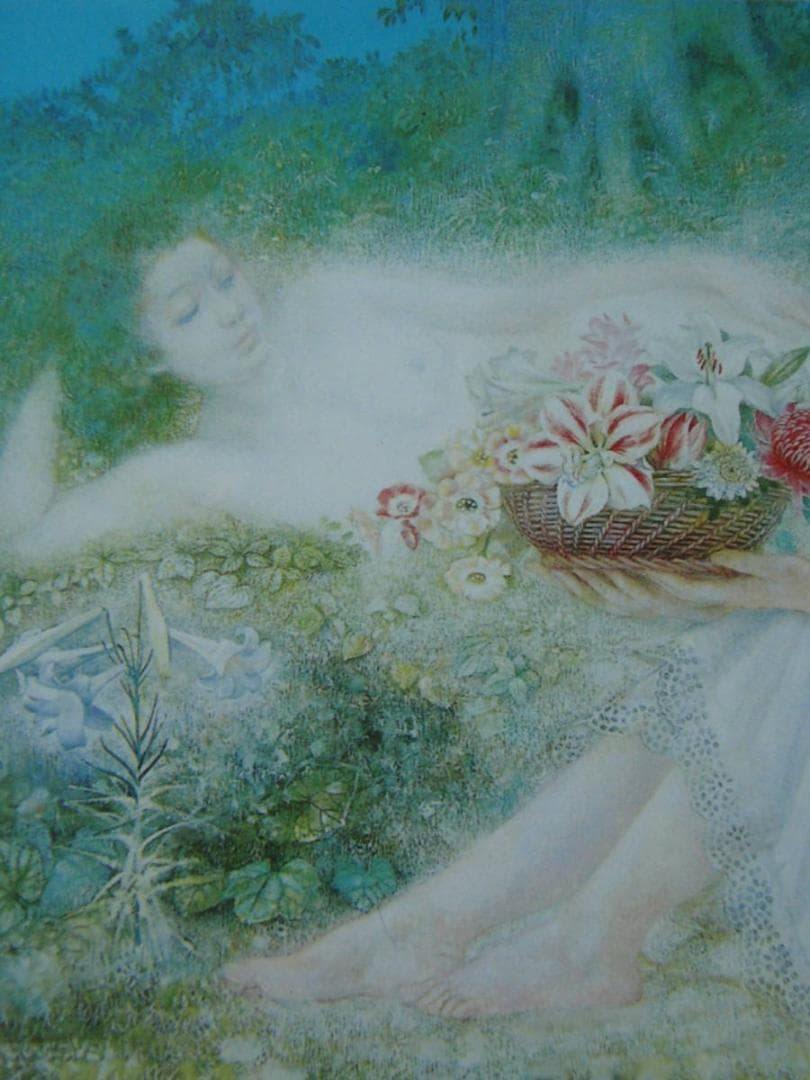 山本 文彦、「樹草」、希少画集、額装画、日本製・新品額にて額装