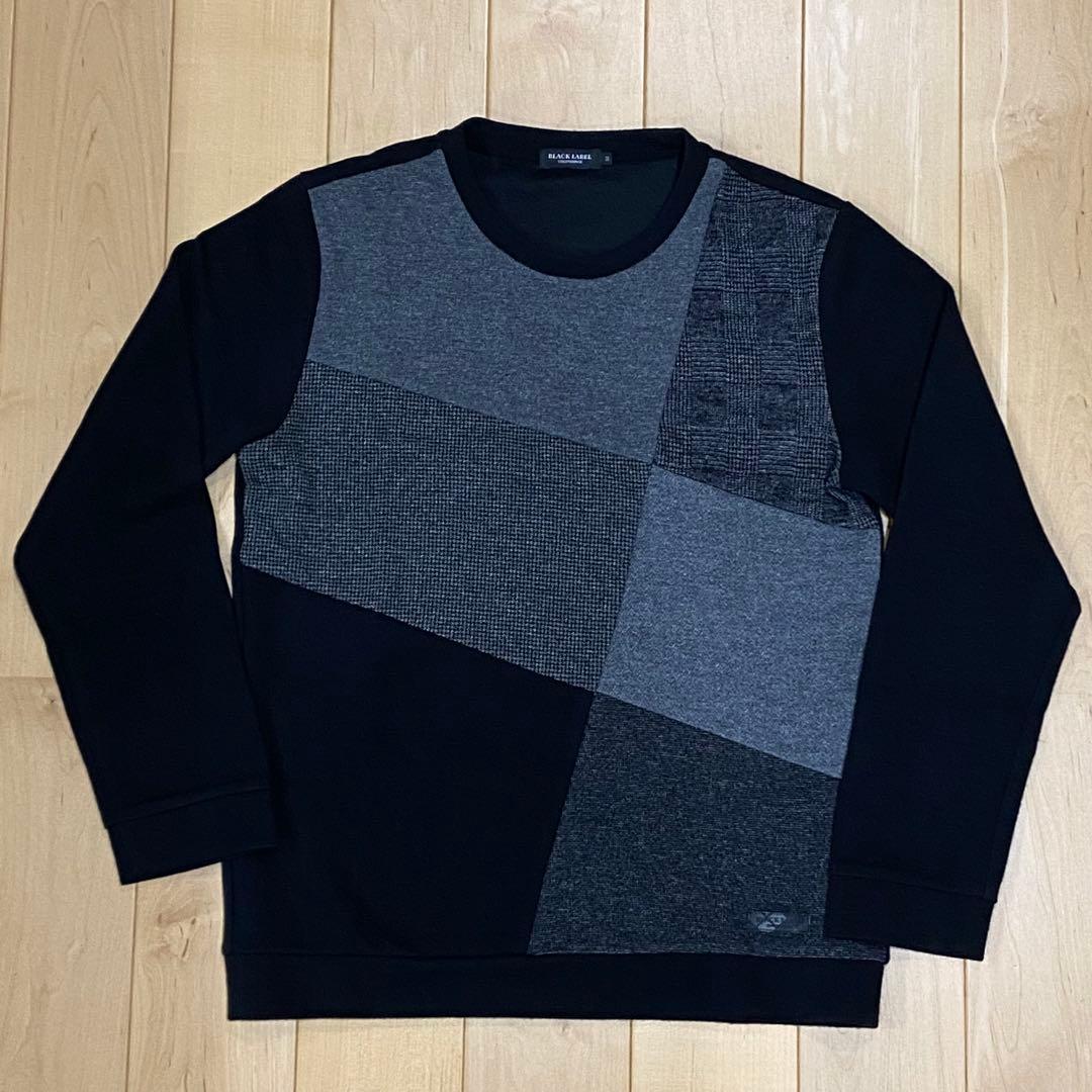 【美品】ブラックレーベルクレストブリッジ ニットソー　黒xグレー　M BLACK LABEL CRESTBRIDGE（ブラックレーベル クレストブリッジ） t