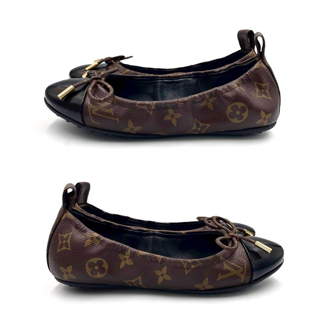 《超美品》ルイヴィトン フラット バレエシューズ パンプス リボン モノグラム