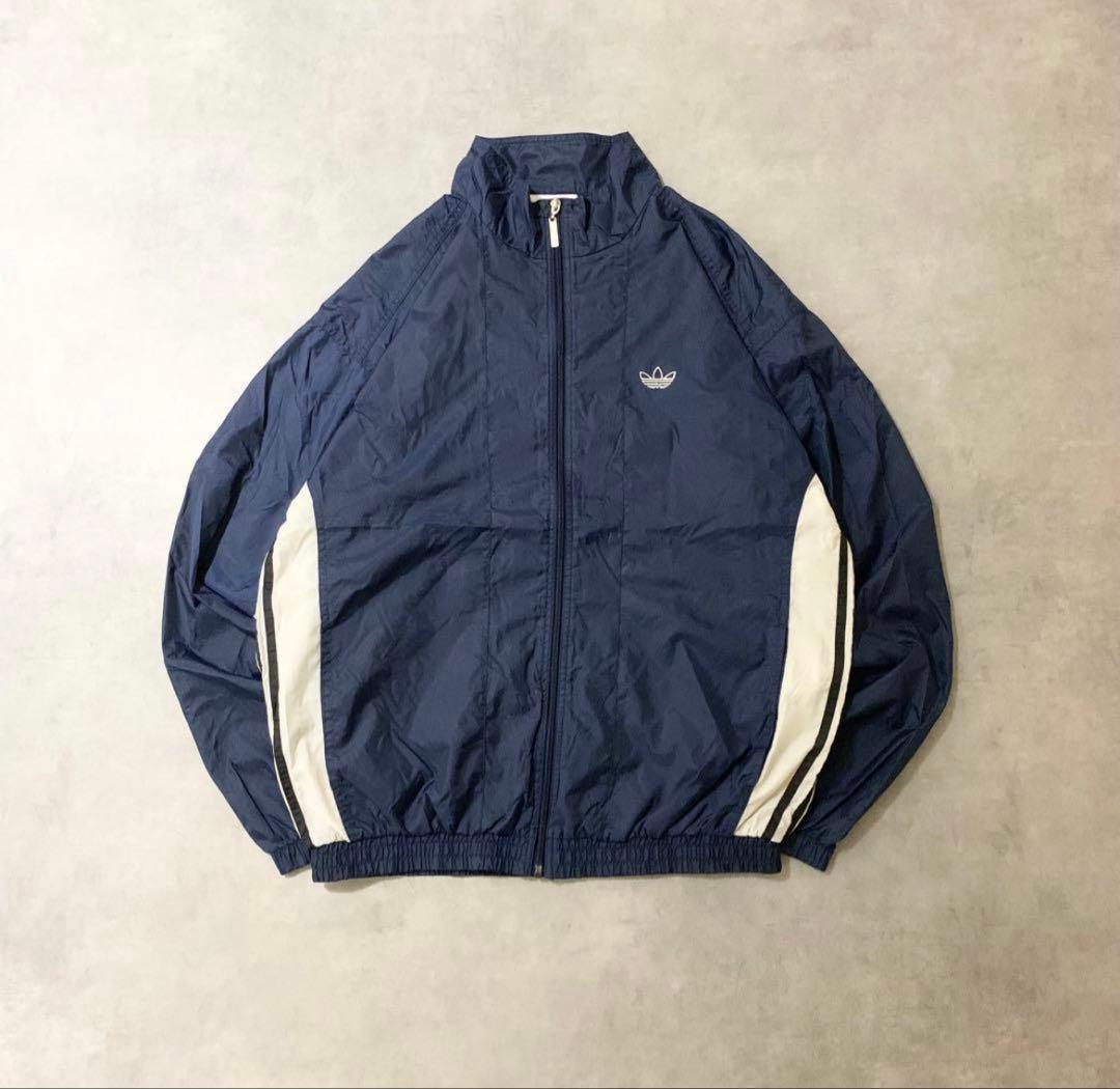 90sアディダス古着adidasナイロンジャケット刺繍ロゴネイビー - メルカリ