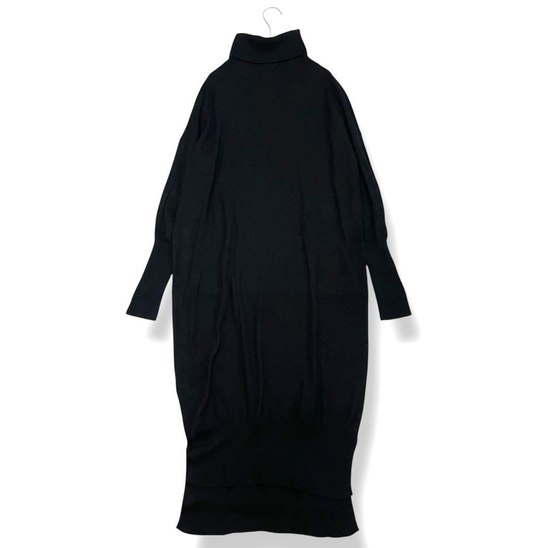 ティッカTICCA ウール100％ コクーン ニット ワンピース ロング丈 黒
