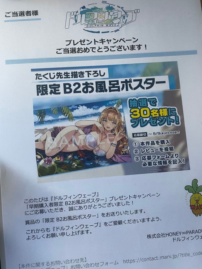 ドルフィンウェーブ　ヴィーナ　ASMR 早期購入者限定 B2お風呂ポスター