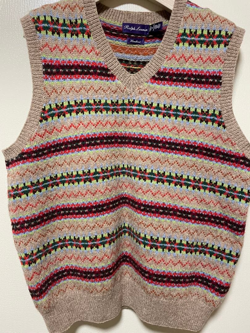 ラルフローレンパープルレーベル ハンドニット ベスト M - メルカリ