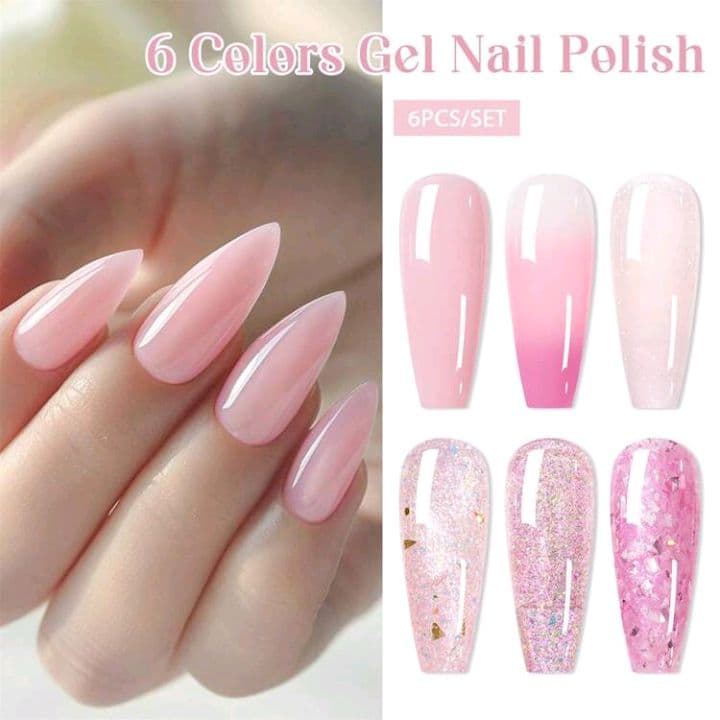 6色セット ピンク系ミルキー温度変色カラージェル ホログラムジェル