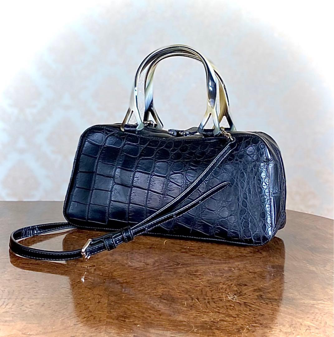 2点おまとめ特価　バッファローホーンイタリア製 2way クロコダイル バッグ sankyo shokai（三京商会） ＜爆買＞ナイルクロコダイル ホーンバック