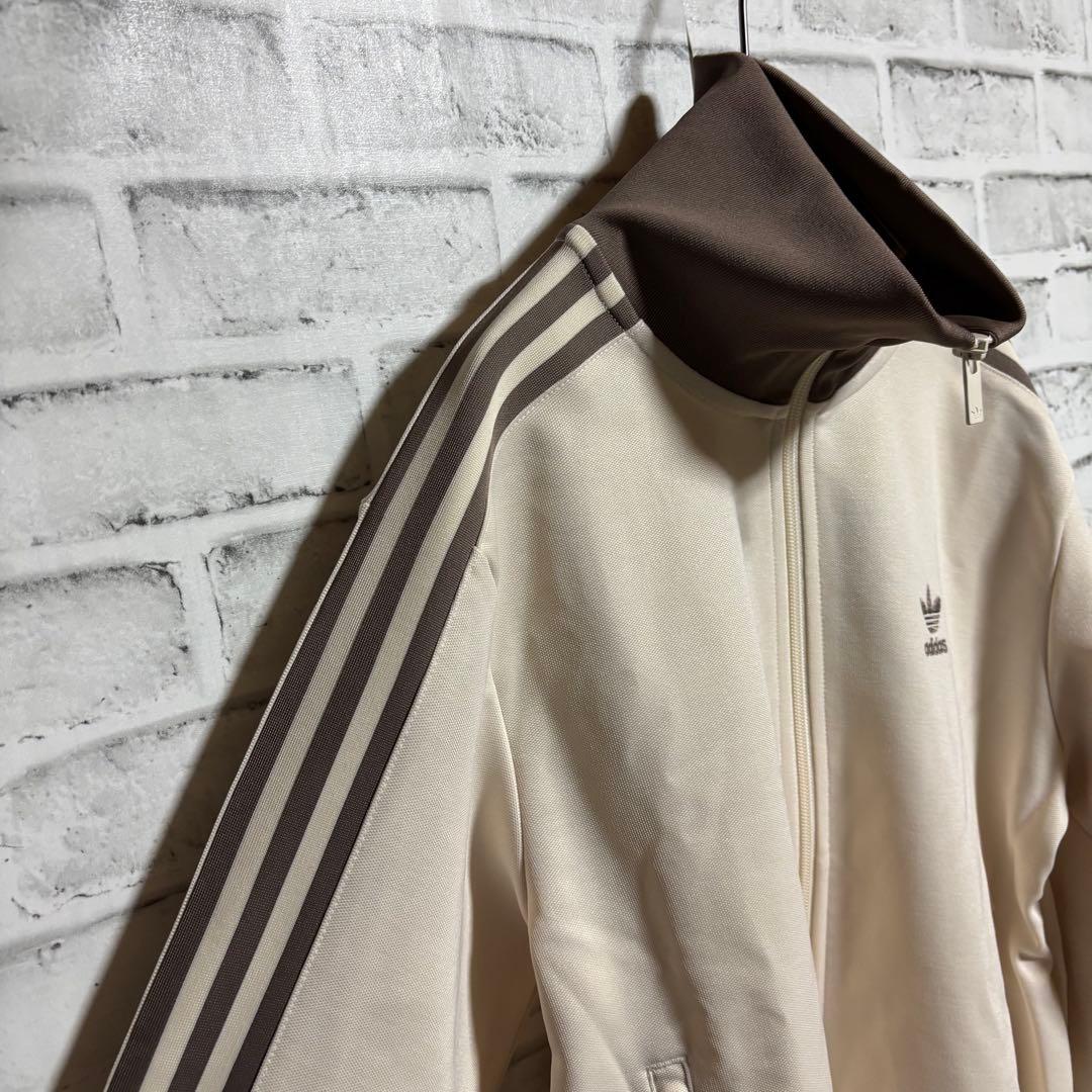 新品XL⭐️adidas トラックジャケット 刺繍 ベージュ×モカブラウン