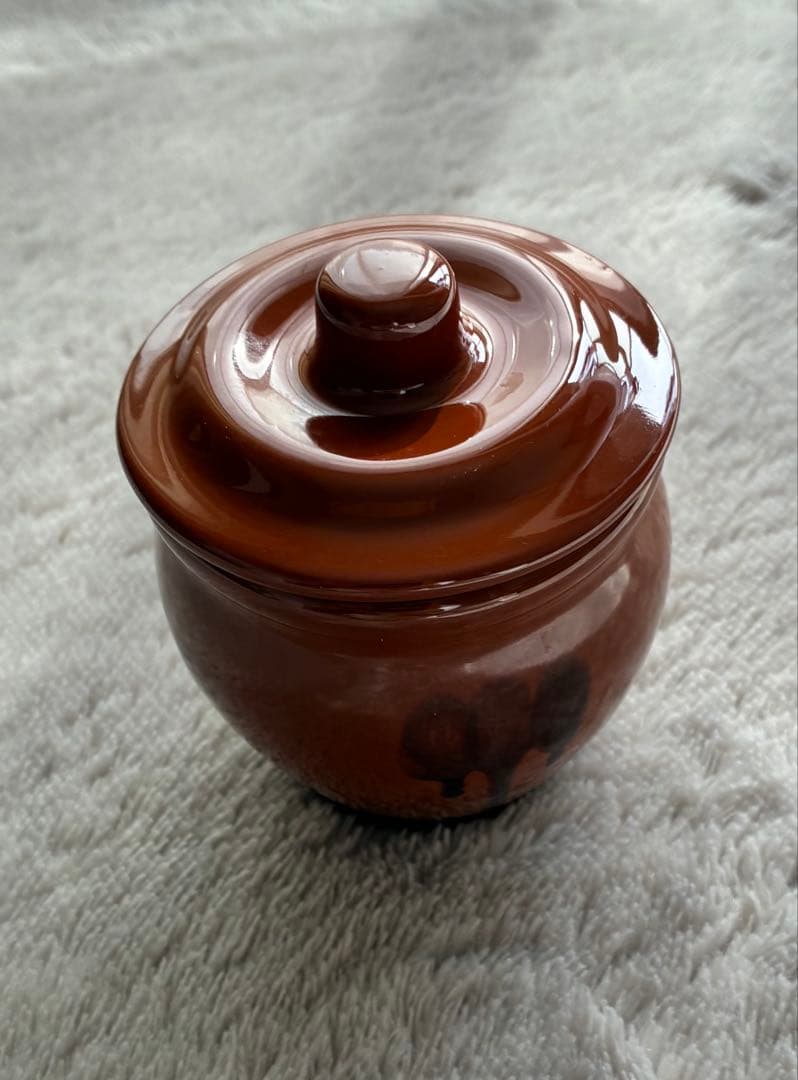 新品未使用】久松窯丸壺180ml 梅干し 漬物容器 カメ 陶器 説明書有