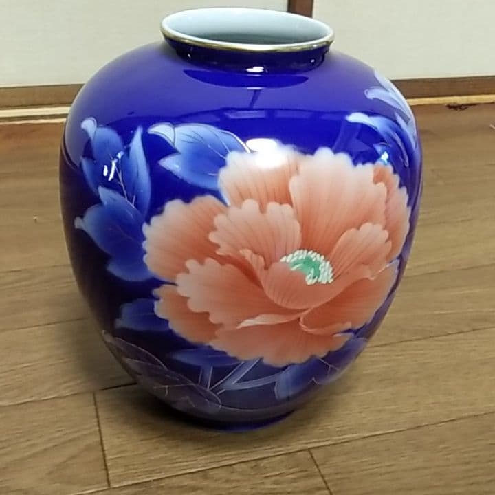 有田焼　深川製磁　染錦牡丹紋　花瓶　壷 深川製磁染錦牡丹八寸花瓶 | 和食器雑貨リサイクル通販ショップ
