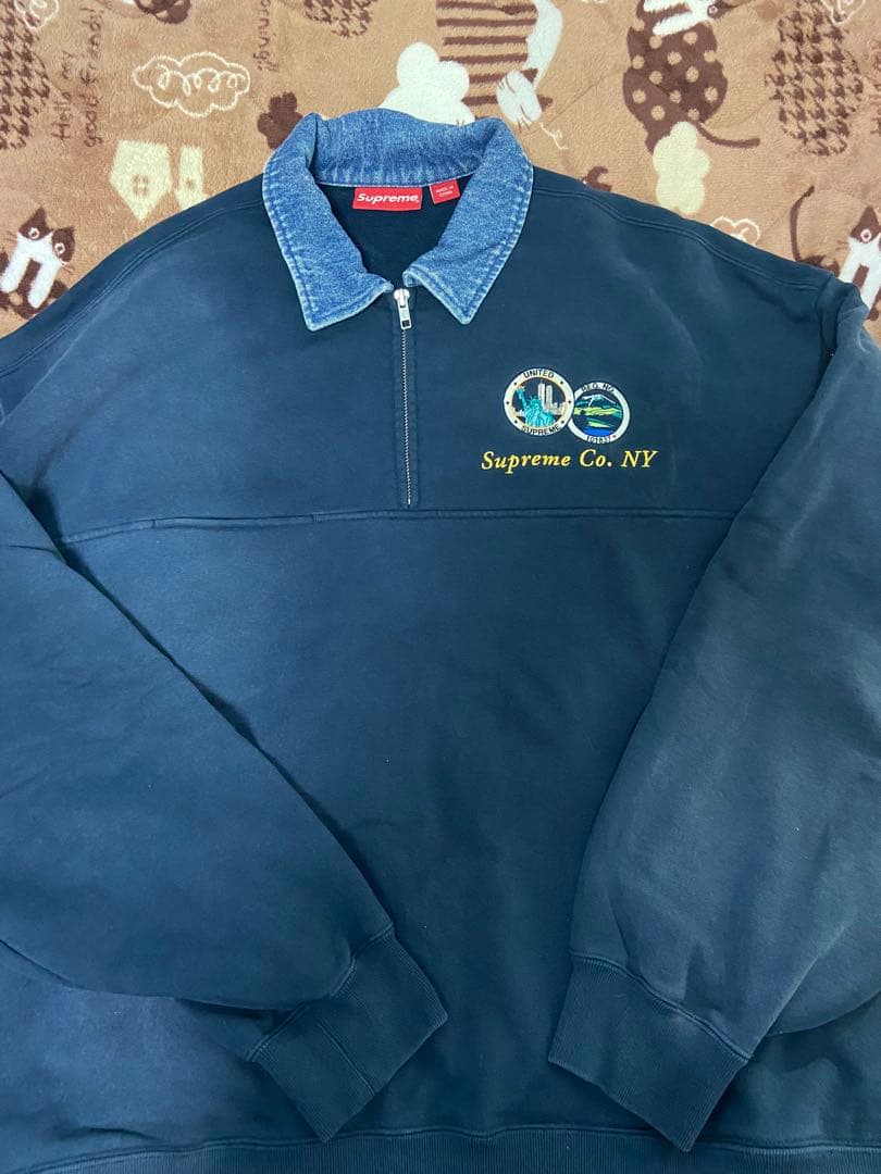 トップス Supreme Denim Collar Half Zip Sweatshirt Supreme Denim Collar Half Zip Sweatshirt (SS23) - $148