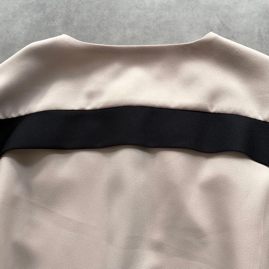 美品 アドーア バイカラー ジョーゼット ブラウス ライトベージュ