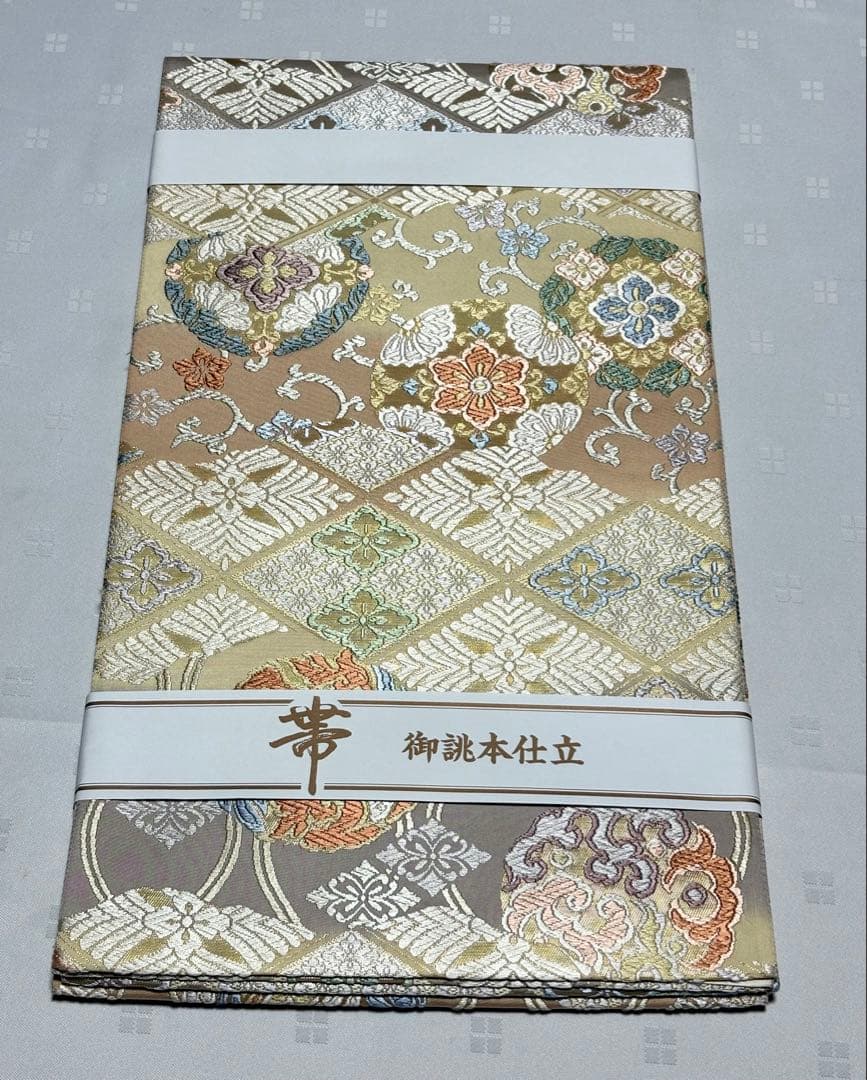 未使用品 和服帯 正絹 本唐織 吉祥文様 袋帯(六通) 帯封付 - メルカリ