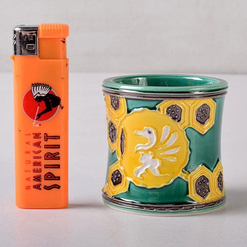 茶道具 谷口登志雄 菁嵐作 青交趾 鶴亀 蓋置 共布共箱 V 7866 - メルカリ