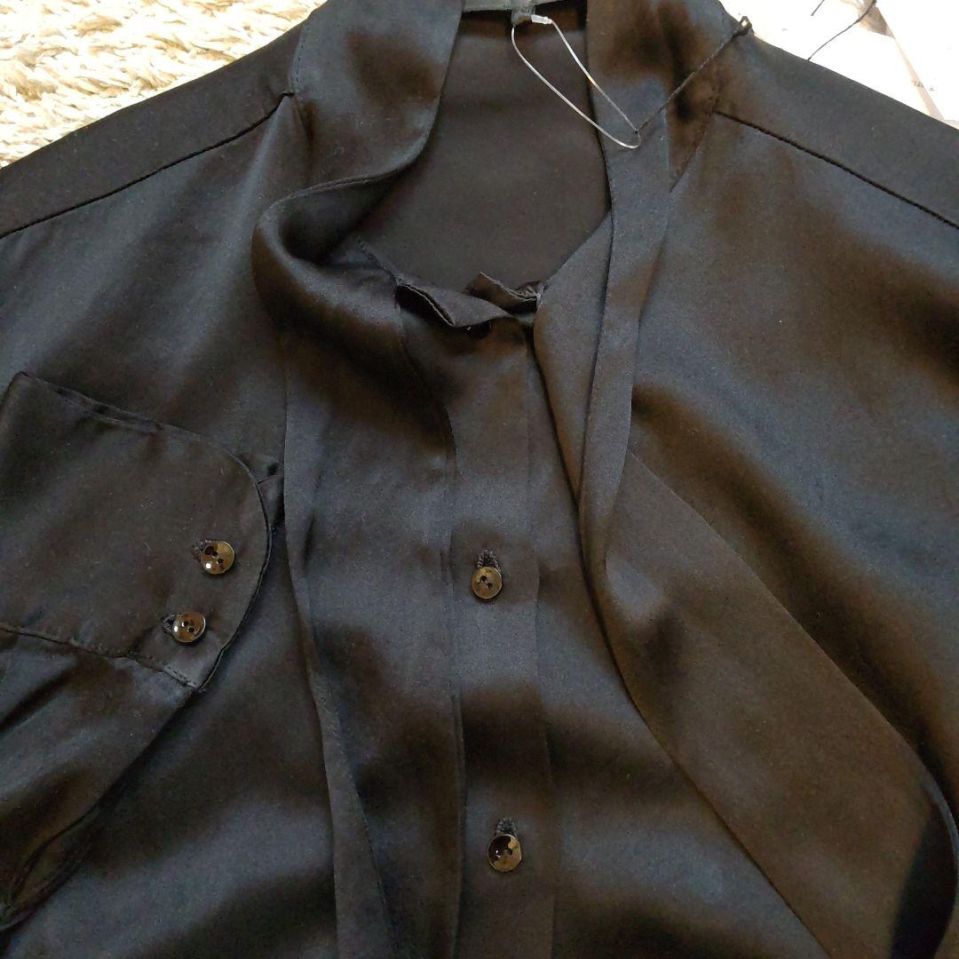 未使用タグ付き☆GEOFFREY B.SMALL ブラックシルクボウタイブラウス