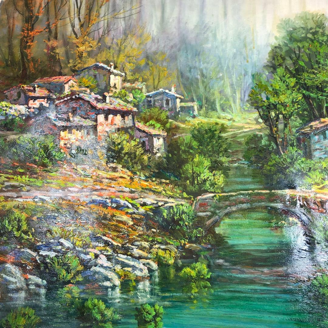 マリオ・ディ・マルティーノ 「古い橋」 油彩画 木枠無し キャンバスのみ