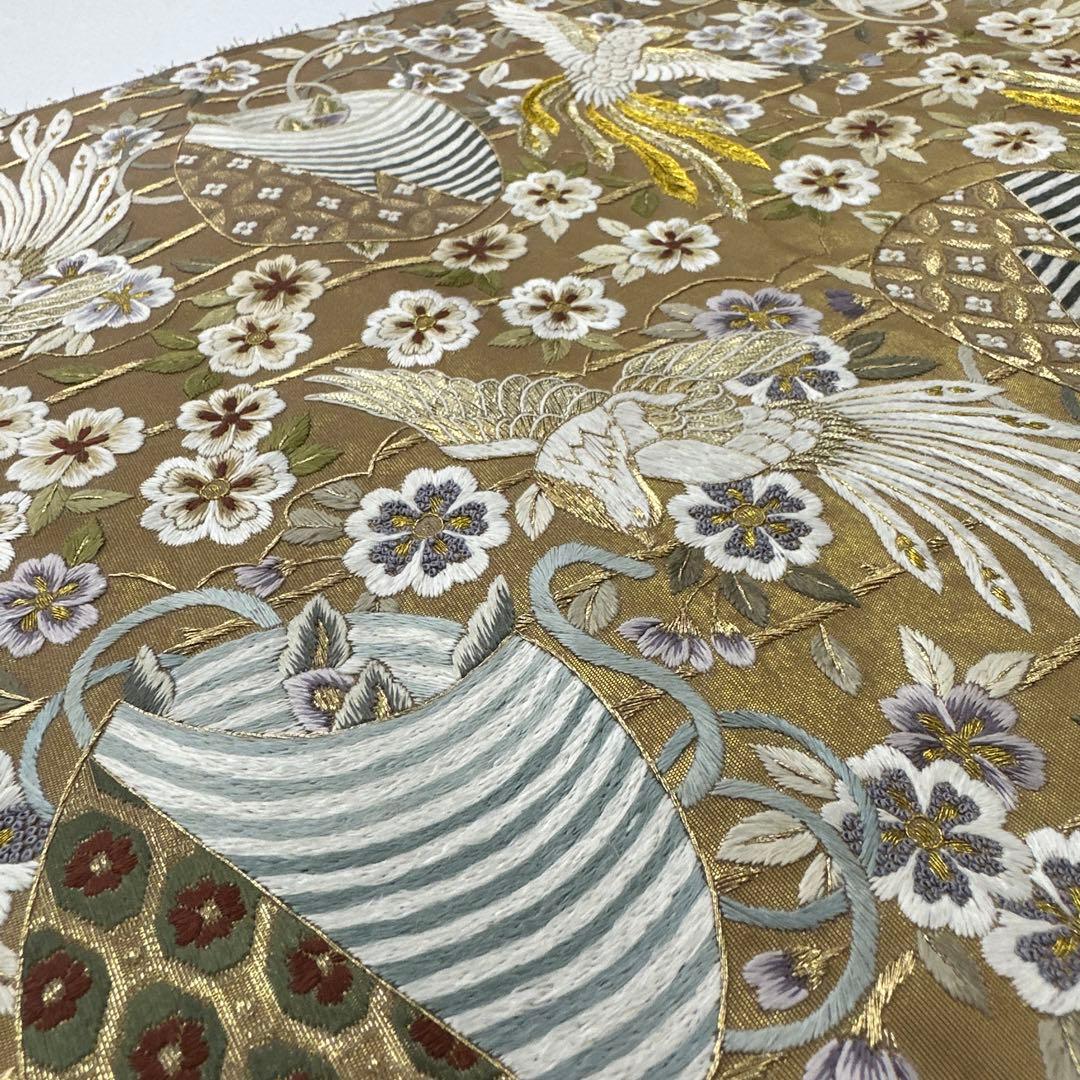 新品 正絹 袋帯 豪華 刺繍 蘇州 汕頭 相良 手織 引箔 未仕立品 4706