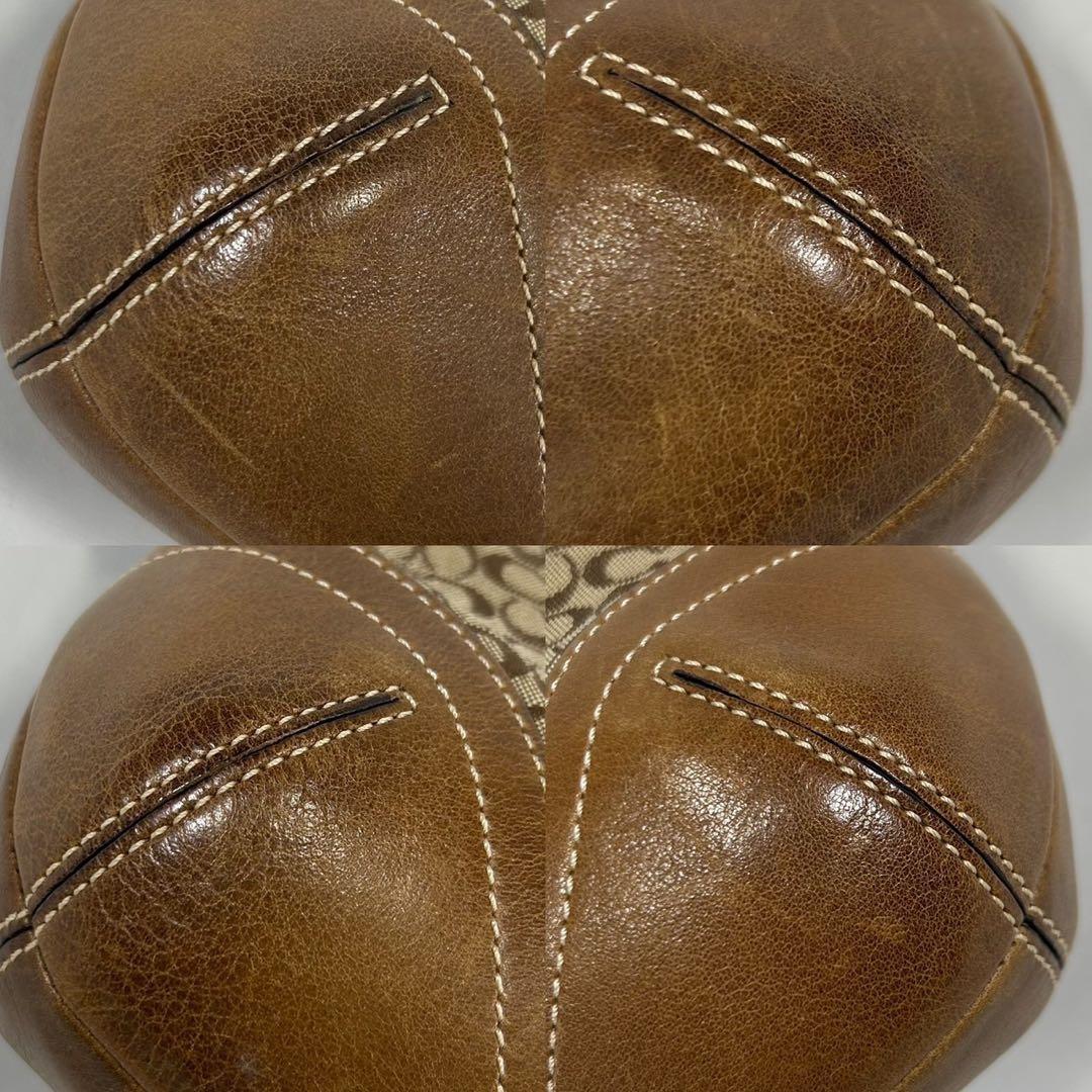 美品/保存袋付】コーチ 6818 シグネチャー ワンハンドバッグ 肩掛け 茶