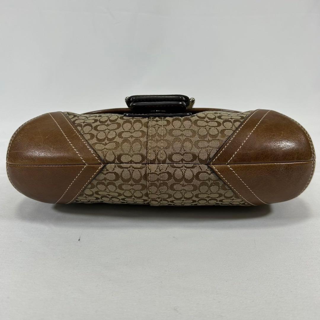 美品/保存袋付】コーチ 6818 シグネチャー ワンハンドバッグ 肩掛け 茶