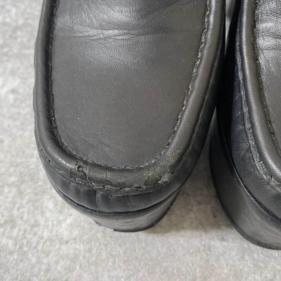 グッチ スタッズ レザー ホースビット 厚底 ローファー パール 22.5cm