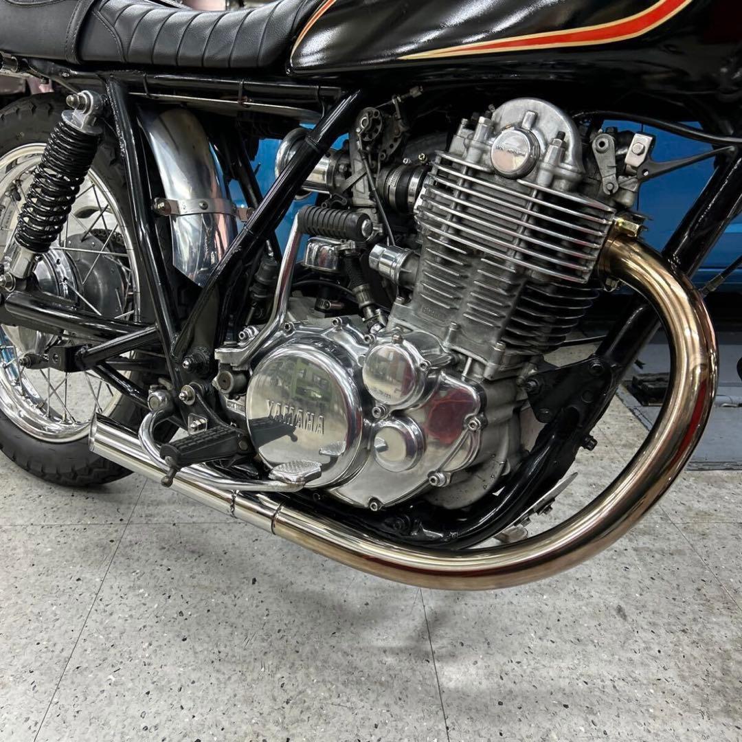 SR400 ワンオフ ステンレス鏡面ベリーショートスラッシュカットマフ
