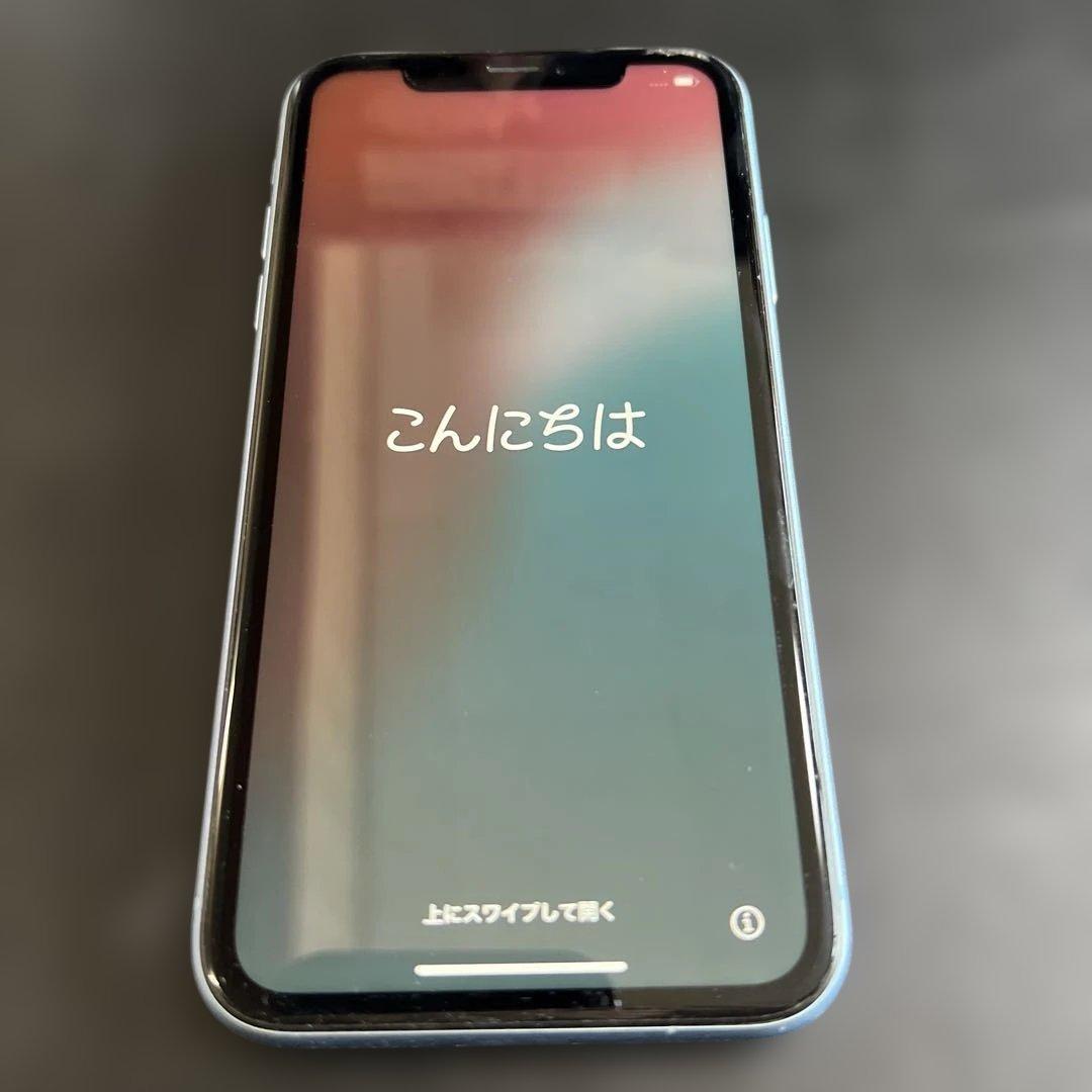 Apple iPhone XR ブルー 本体 64GB バッテリー残量87% ムスビー｜○ハピネスネット SIMフリー iPhoneXR 64GB ブルー