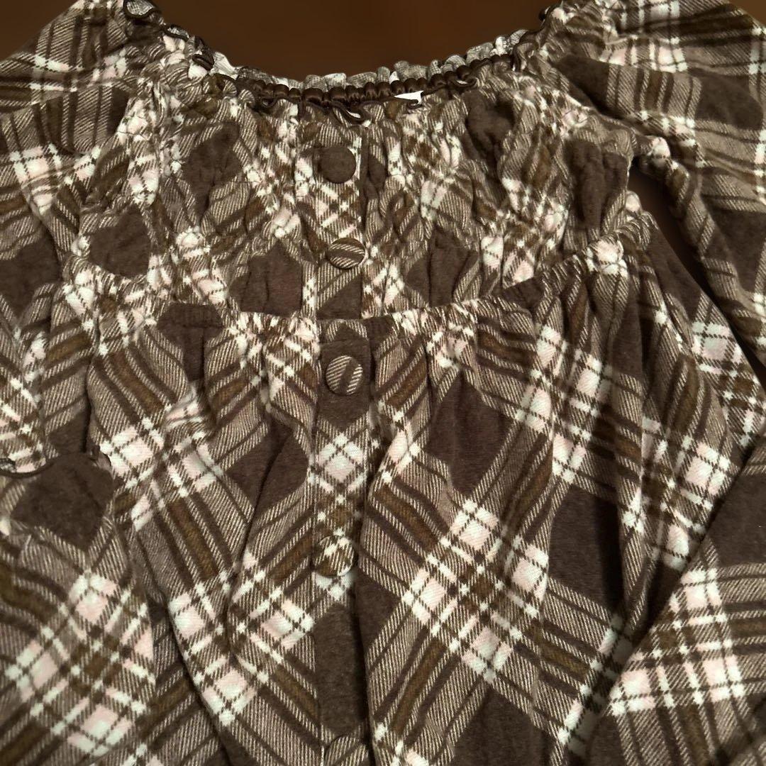 00s 希少 LIZLISA✨（リズリサ）茶色チェック オフショルワンピース