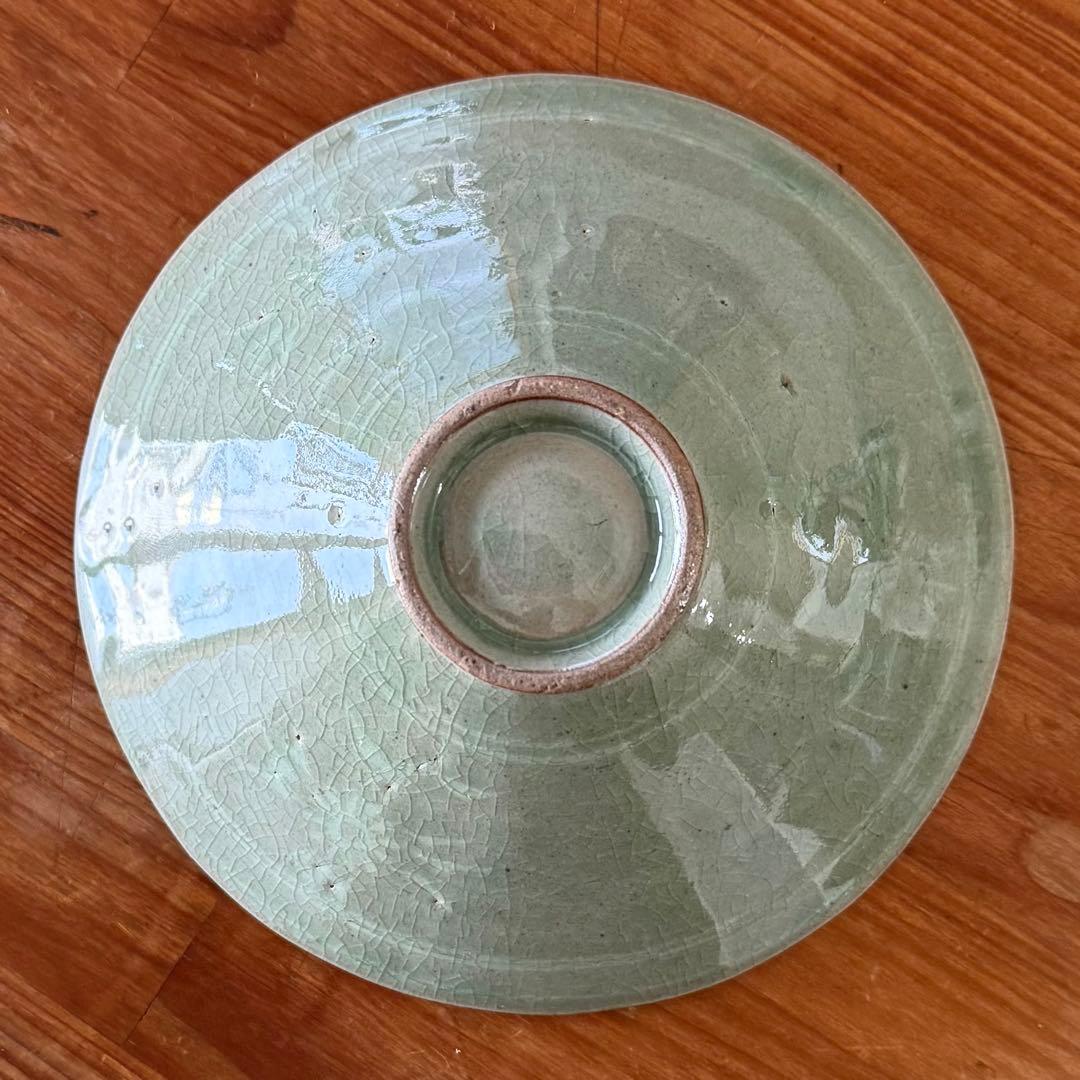 SNT1388 韓国 高麗青磁 象嵌彫文 茶碗 茶道具 朝鮮 美術 骨董 朝鮮