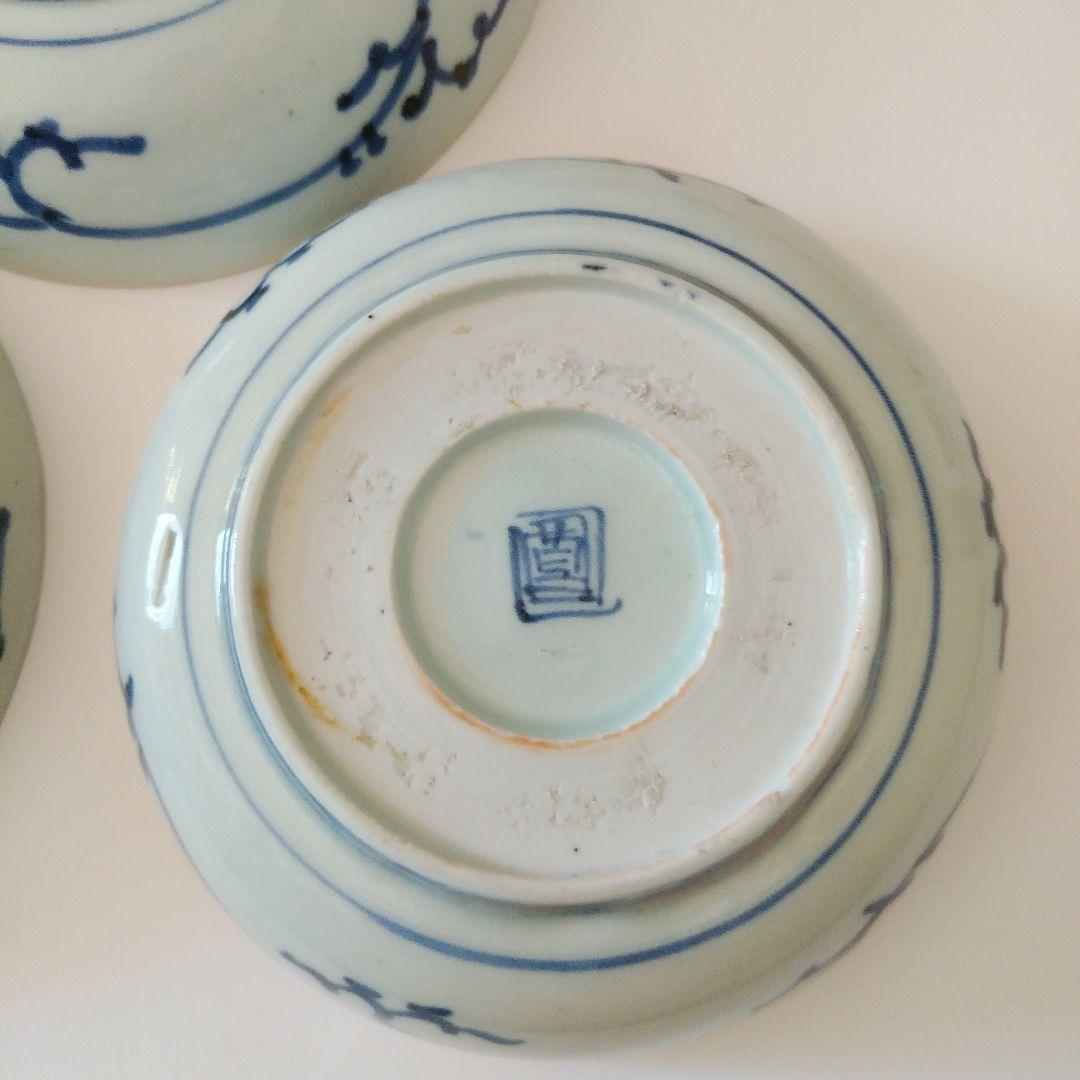 古伊万里 染付 蛸唐草文皿 三客 なます皿 くらわんか