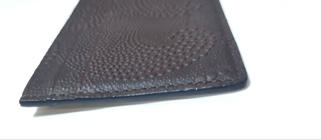 極美品 ティファニー ウェーブエンボス レザー カードケース 茶 箱無し