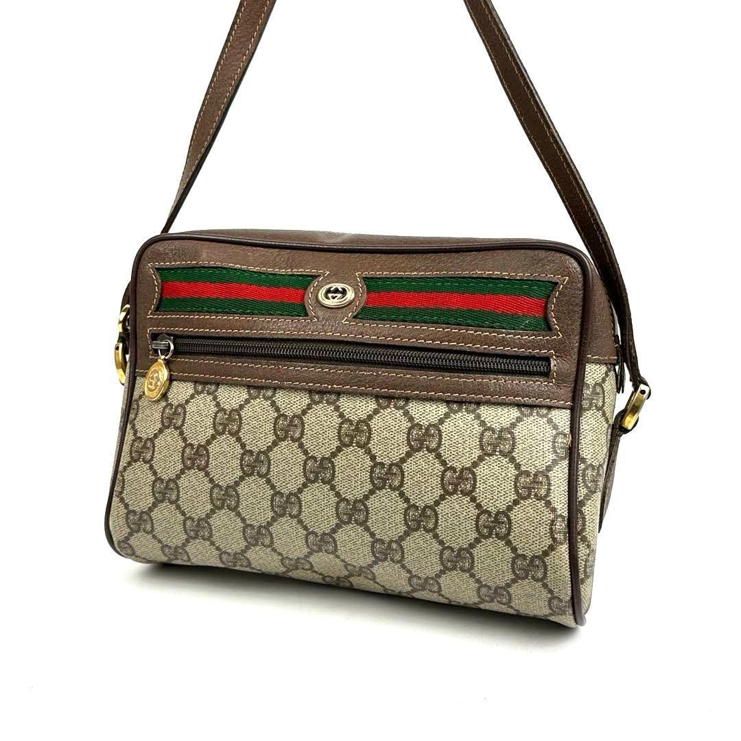 美品】グッチ ショルダーバッグ GGスプリーム シェリーライン PVC