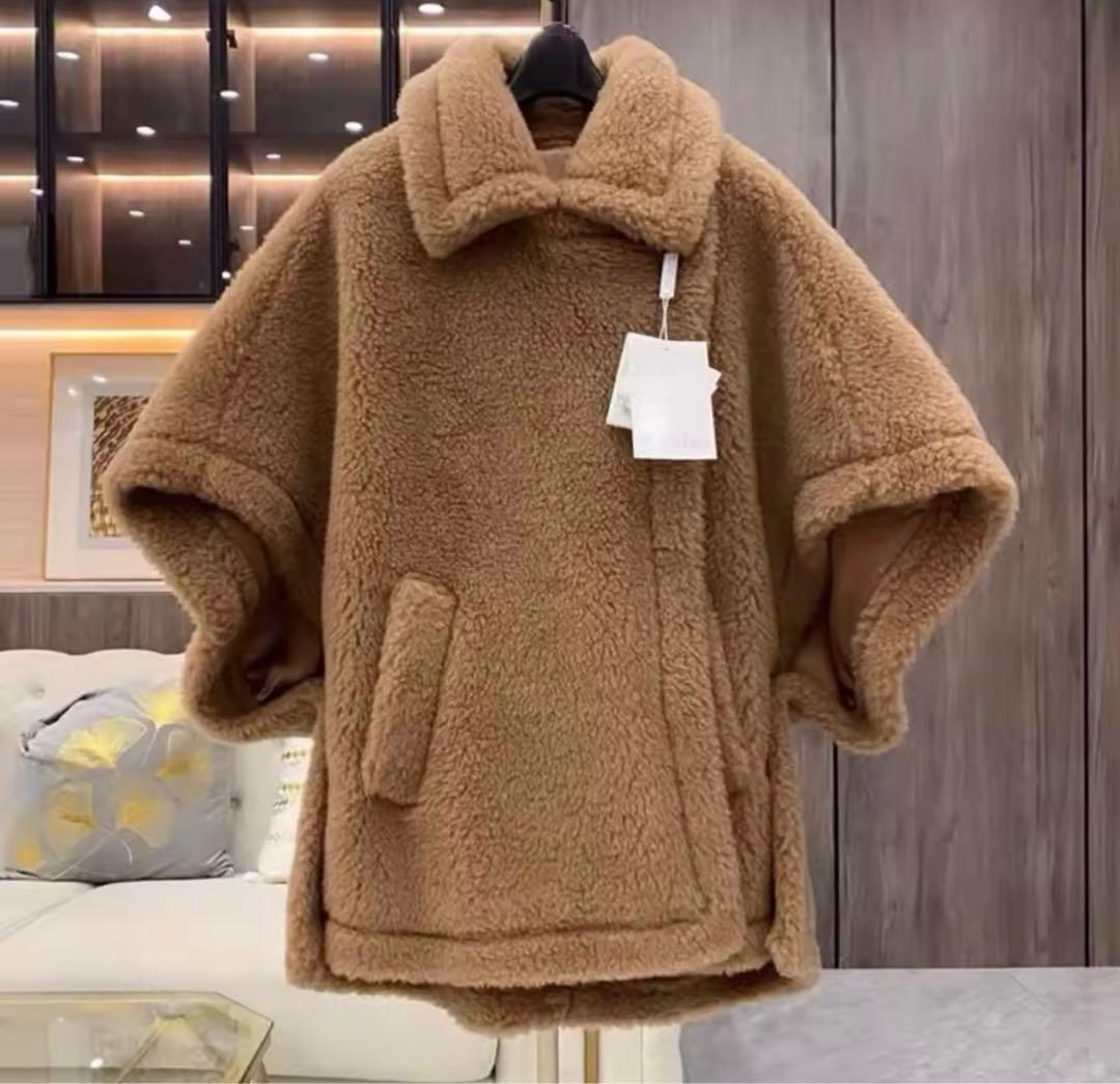 テディベア ポンチョコート ケープ ショートコート キャメル グレー 白