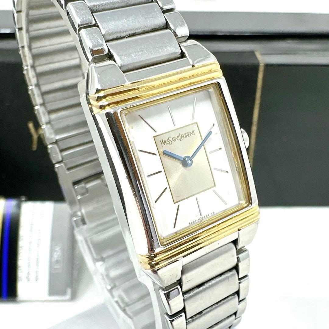 新品電池 稼働 イブサンローラン レディース腕時計 スクエア青針 付属品あり YVES SAINT LAURENT イヴ・サンローラン YSL スクエアフェイス 腕時計