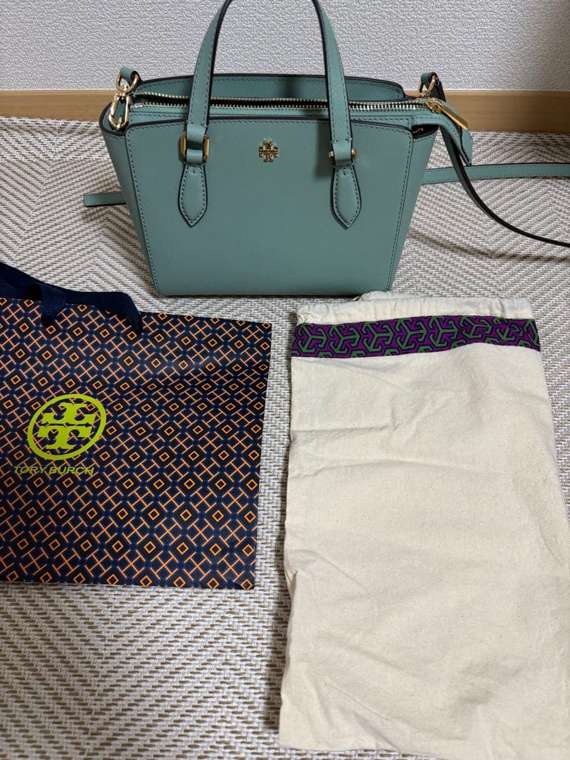 トリーバーチ 水色　バッグ TORY BURCH（トリーバーチ） ELLA Color-Block Canvas Tote Bag トート