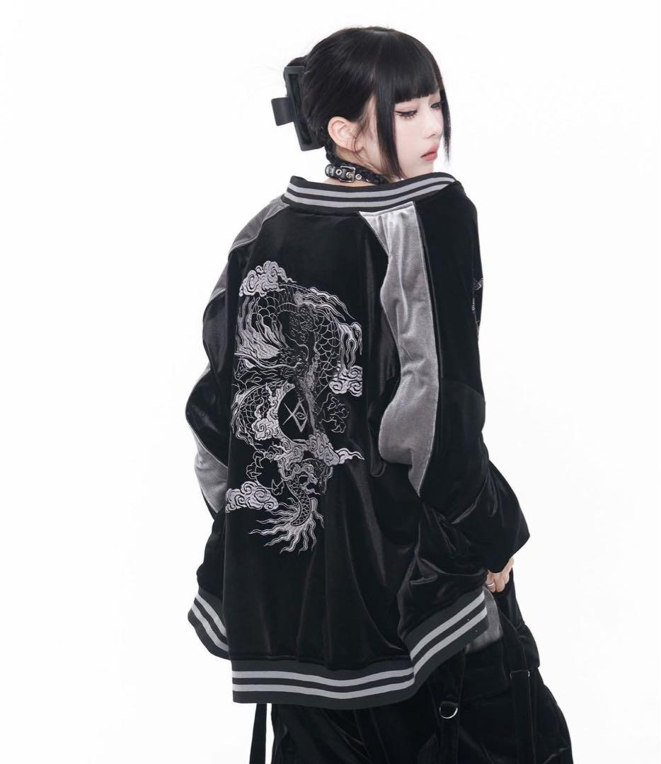 REFLEM/レフレム」ドラゴン刺繍ベロアスカジャン - メルカリ