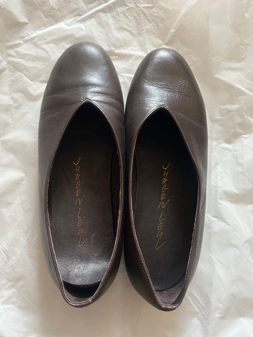 ヨーガンレール ダークブラウン レザー フラットシューズ 22.5 - メルカリ